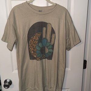 Beige Graphic Cactus & Leopard Tee